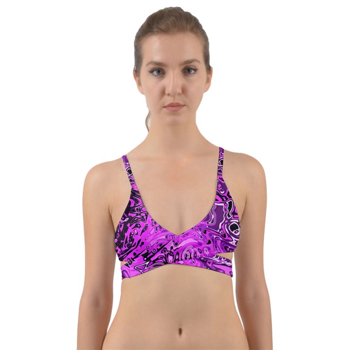 Magenta Black Abstract Art Wrap Around Bikini Top