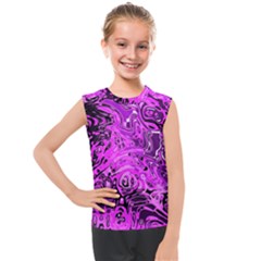 Magenta Black Abstract Art Kids  Mesh Tank Top