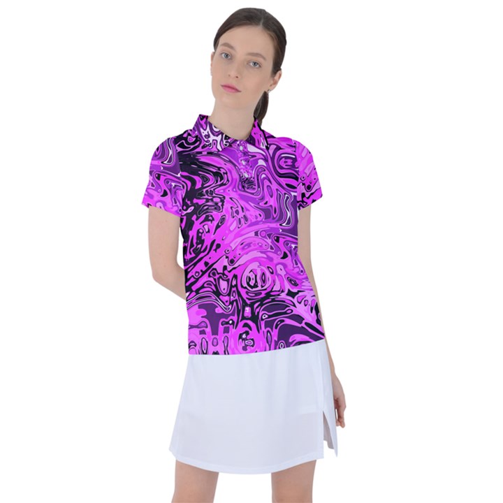 Magenta Black Abstract Art Women s Polo Tee