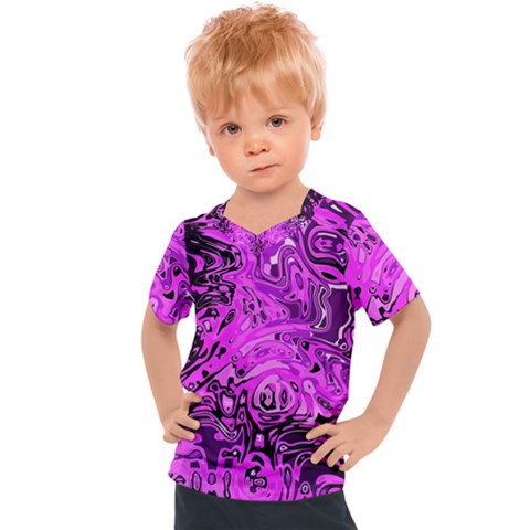 Magenta Black Abstract Art Kids  Sports Tee by SpinnyChairDesigns