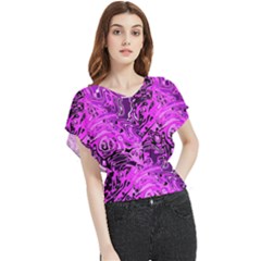 Magenta Black Abstract Art Butterfly Chiffon Blouse