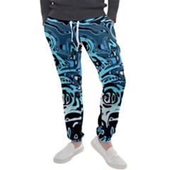 Black Blue White Abstract Art Men s Jogger Sweatpants by SpinnyChairDesigns