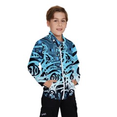 Black Blue White Abstract Art Kids  Windbreaker