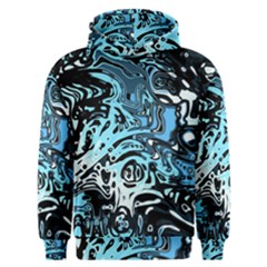 Black Blue White Abstract Art Men s Overhead Hoodie by SpinnyChairDesigns