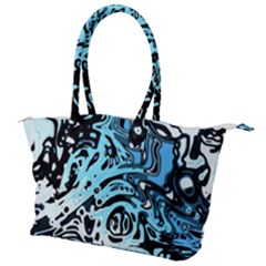 Black Blue White Abstract Art Canvas Shoulder Bag by SpinnyChairDesigns