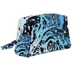 Black Blue White Abstract Art Wristlet Pouch Bag (large) by SpinnyChairDesigns