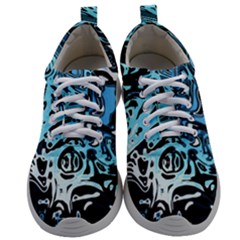 Black Blue White Abstract Art Mens Athletic Shoes by SpinnyChairDesigns