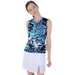 Black Blue White Abstract Art Women s Sleeveless Sports Top by SpinnyChairDesigns