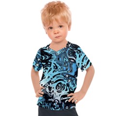 Black Blue White Abstract Art Kids  Sports Tee