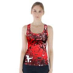 Red Black Abstract Art Racer Back Sports Top by SpinnyChairDesigns