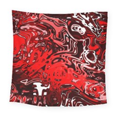 Red Black Abstract Art Square Tapestry (large) by SpinnyChairDesigns