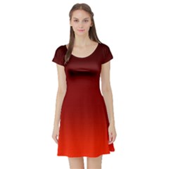 Scarlet Red Ombre Gradient Short Sleeve Skater Dress by SpinnyChairDesigns