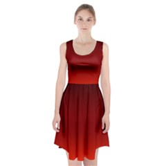 Scarlet Red Ombre Gradient Racerback Midi Dress by SpinnyChairDesigns