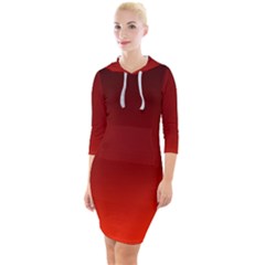 Scarlet Red Ombre Gradient Quarter Sleeve Hood Bodycon Dress by SpinnyChairDesigns