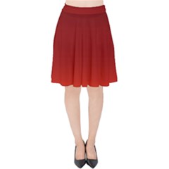 Scarlet Red Ombre Gradient Velvet High Waist Skirt by SpinnyChairDesigns