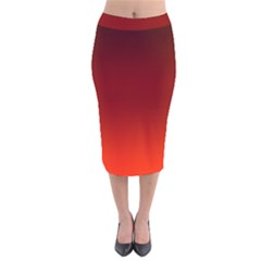 Scarlet Red Ombre Gradient Velvet Midi Pencil Skirt by SpinnyChairDesigns