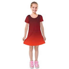 Scarlet Red Ombre Gradient Kids  Short Sleeve Velvet Dress by SpinnyChairDesigns