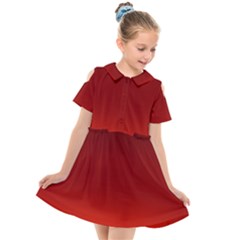 Scarlet Red Ombre Gradient Kids  Short Sleeve Shirt Dress