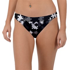 Black And White Jigsaw Puzzle Pattern Band Bikini Bottom by SpinnyChairDesigns