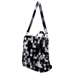 Black and White Jigsaw Puzzle Pattern Crossbody Backpack