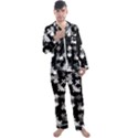 Black and White Jigsaw Puzzle Pattern Men s Long Sleeve Satin Pyjamas Set View1