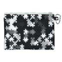 Black and White Jigsaw Puzzle Pattern Canvas Cosmetic Bag (XL) View2