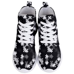 Black And White Jigsaw Puzzle Pattern Women s Lightweight High Top Sneakers by SpinnyChairDesigns