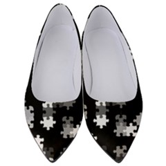 Black and White Jigsaw Puzzle Pattern Women s Low Heels