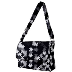 Black and White Jigsaw Puzzle Pattern Full Print Messenger Bag (L)