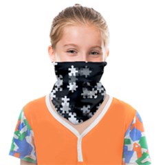 Black And White Jigsaw Puzzle Pattern Face Covering Bandana (kids) by SpinnyChairDesigns