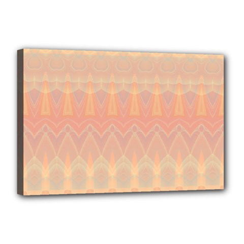 Boho Soft Peach Pattern Canvas 18  X 12  (stretched) by SpinnyChairDesigns