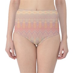 Boho Soft Peach Pattern Classic High-waist Bikini Bottoms by SpinnyChairDesigns