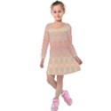 Boho Soft Peach Pattern Kids  Long Sleeve Velvet Dress View1