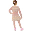 Boho Soft Peach Pattern Kids  Long Sleeve Velvet Dress View2