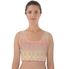 Boho Soft Peach Pattern Velvet Crop Top by SpinnyChairDesigns