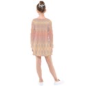 Boho Soft Peach Pattern Kids  Long Sleeve Dress View2