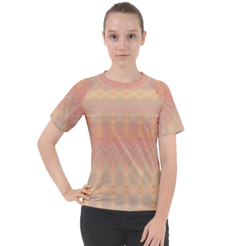 Boho Soft Peach Pattern Women s Sport Raglan Tee by SpinnyChairDesigns