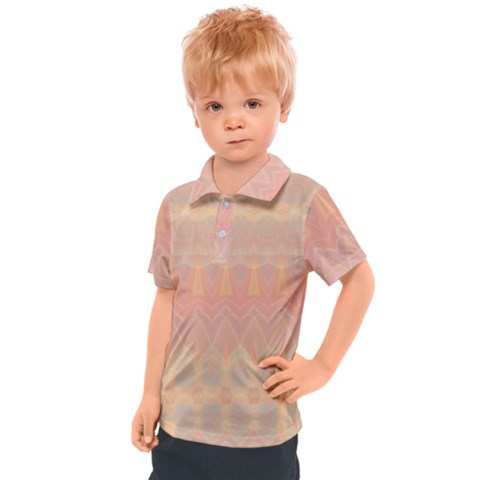 Boho Soft Peach Pattern Kids  Polo Tee by SpinnyChairDesigns