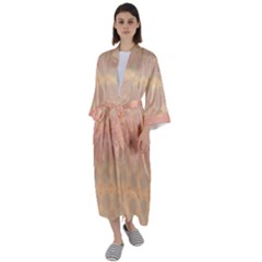 Boho Soft Peach Pattern Maxi Satin Kimono