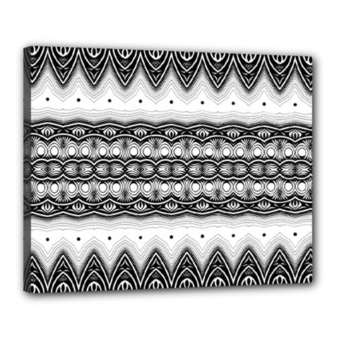 Boho Black And White  Canvas 20  X 16  (stretched) by SpinnyChairDesigns