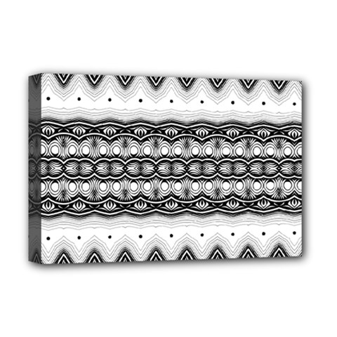 Boho Black And White  Deluxe Canvas 18  X 12  (stretched) by SpinnyChairDesigns