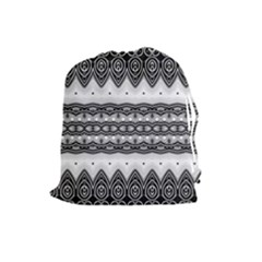 Boho Black And White  Drawstring Pouch (large) by SpinnyChairDesigns