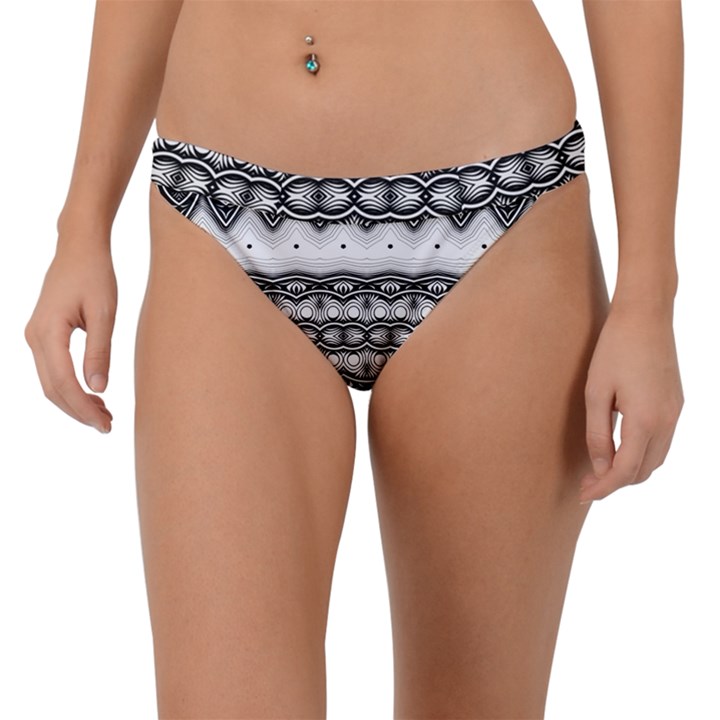 Boho Black And White  Band Bikini Bottom