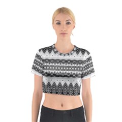 Boho Black And White  Cotton Crop Top by SpinnyChairDesigns