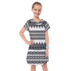 Boho Black And White  Kids  Drop Waist Dress by SpinnyChairDesigns