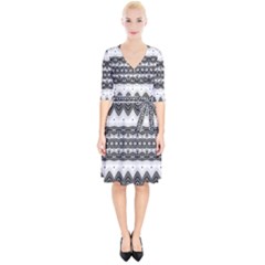 Boho Black And White  Wrap Up Cocktail Dress by SpinnyChairDesigns