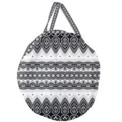 Boho Black And White  Giant Round Zipper Tote by SpinnyChairDesigns