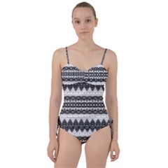 Boho Black And White  Sweetheart Tankini Set by SpinnyChairDesigns