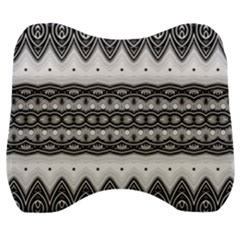 Boho Black And White  Velour Head Support Cushion by SpinnyChairDesigns