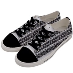 Boho Black And White  Men s Low Top Canvas Sneakers by SpinnyChairDesigns